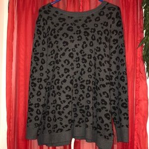 Charcoal Leopard/Cheetah Print Sweater Top